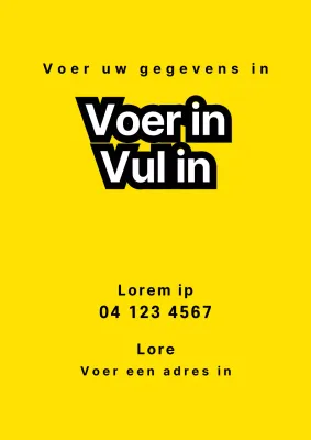 Eenvoudige winkelpui met gele tekst