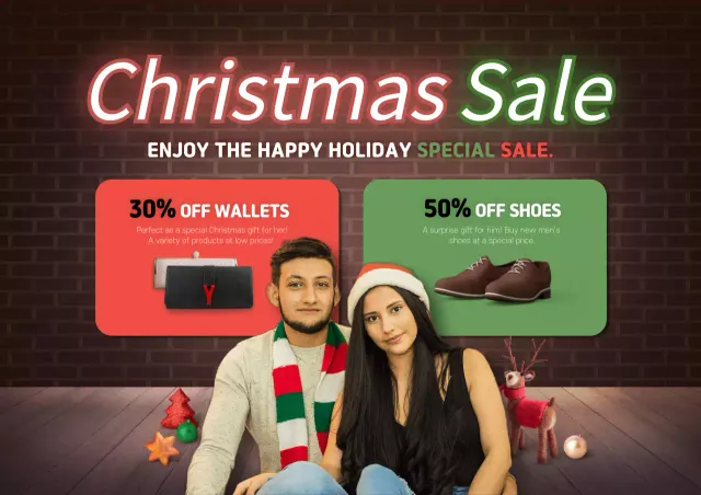 Red Trendy Christmas Promotion Poster
