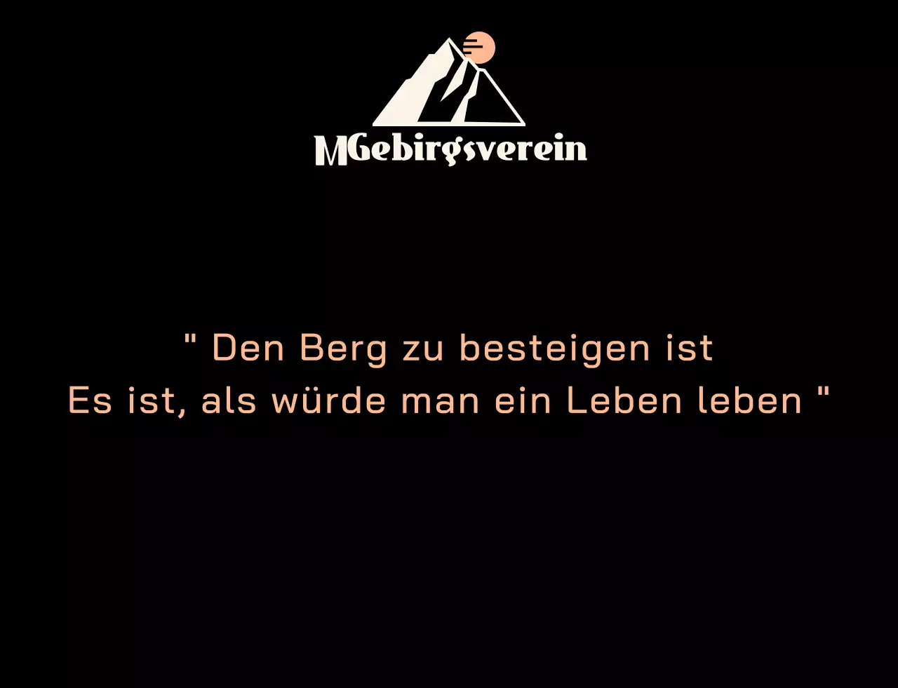 Gebirgsverein mit schwarz-orangefarbenen Bergillustrationen