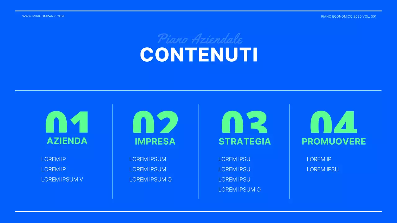 Presentazione del business plan in verde lime