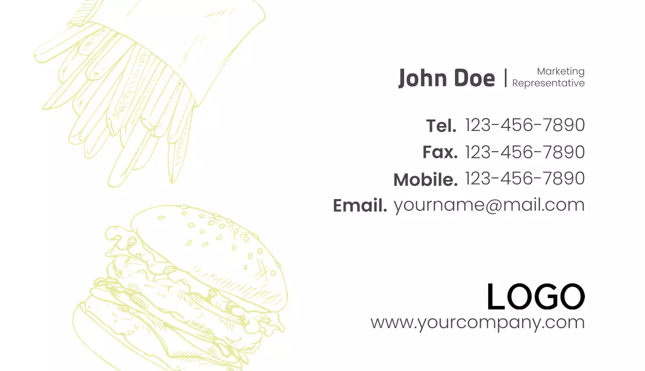 Yellow Simple Burger Business Card