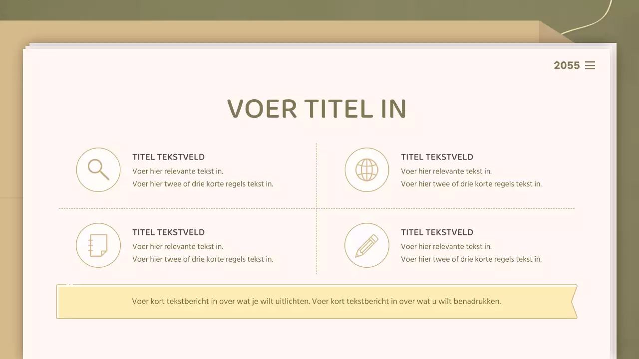 Voor presentaties met een strak documentconcept in olijf- en beigetinten