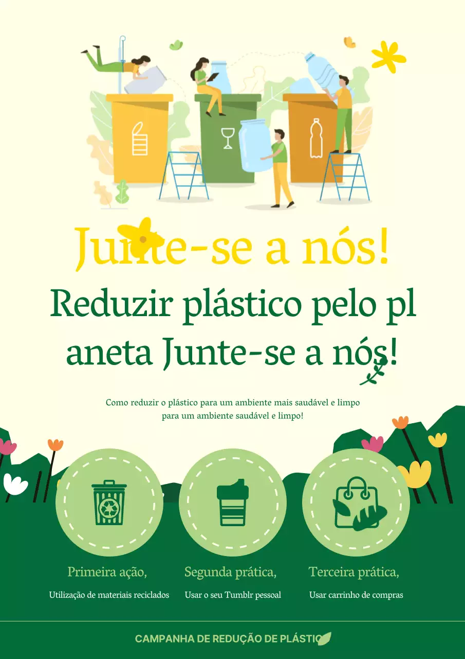 Campanha Amarelo e Verde Reduzir o Plástico