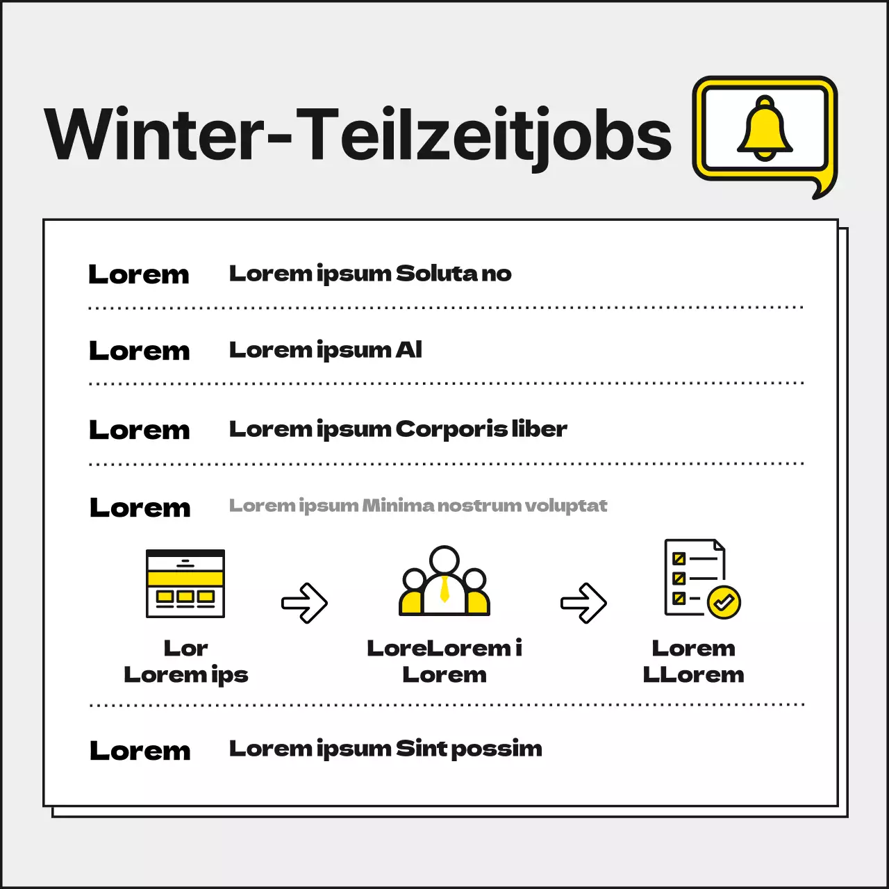 Gelbe und einfarbige, adrette und niedliche College-Studenten, die im Winter einen Teilzeitjob in einer Behörde suchen