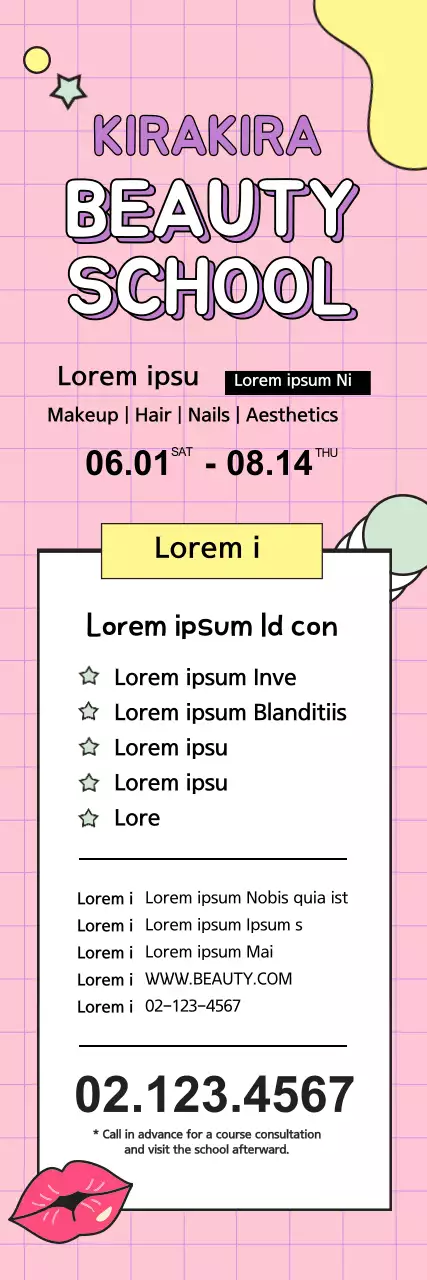 Banner de anúncio do curso de beleza da moda rosa