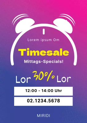 Ein einfacher Timesale-Veranstaltungsflyer mit rosa-violetten Farbverläufen