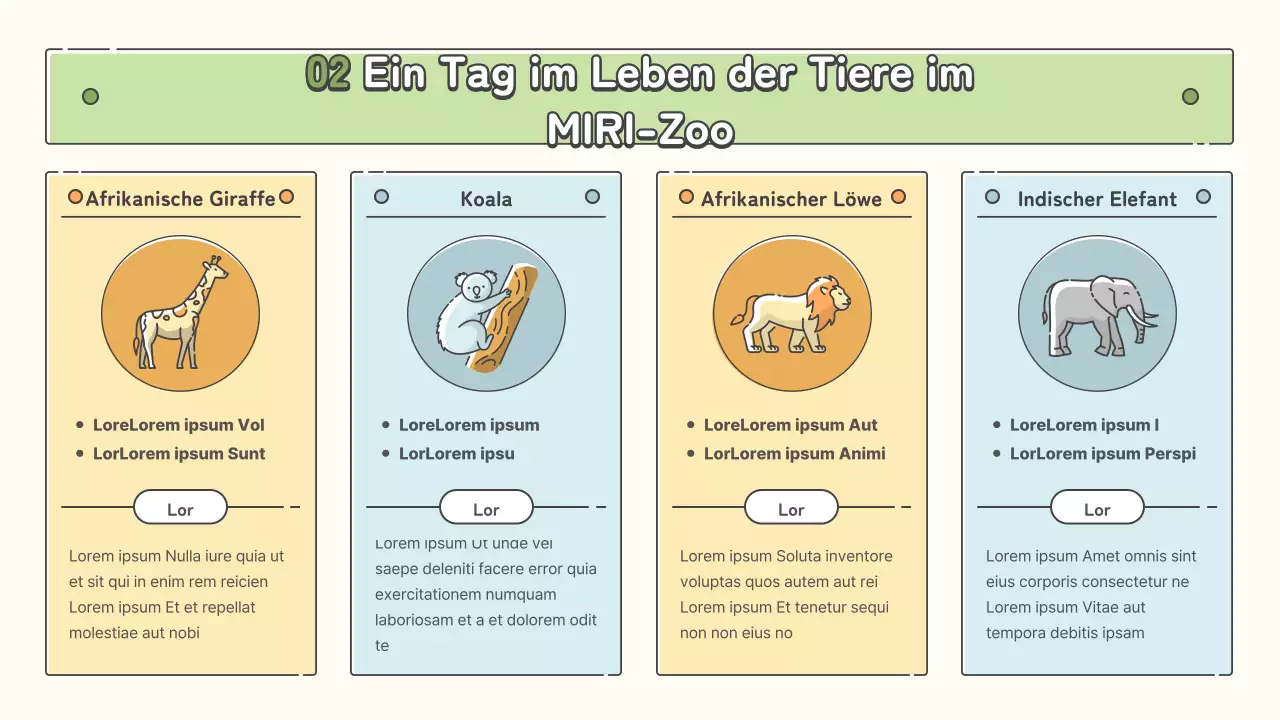 Zoopädagogische Materialien in Pastelltönen von Gelb, Chartreuse und Hellblau