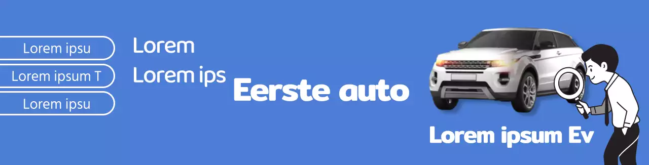 Blauwe schone foto ter promotie van de verkoop van tweedehands auto's