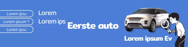 Blauwe schone foto ter promotie van de verkoop van tweedehands auto's