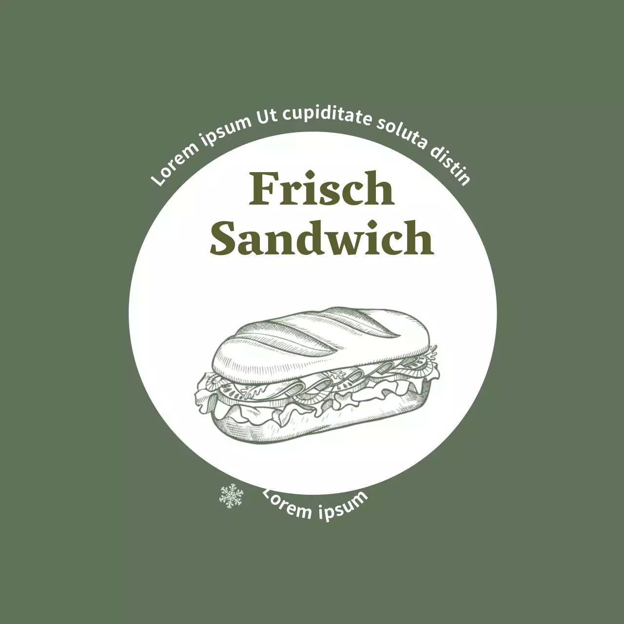 Grüne Illustration Jahrgang Lebensmittel Sandwich-Etikett