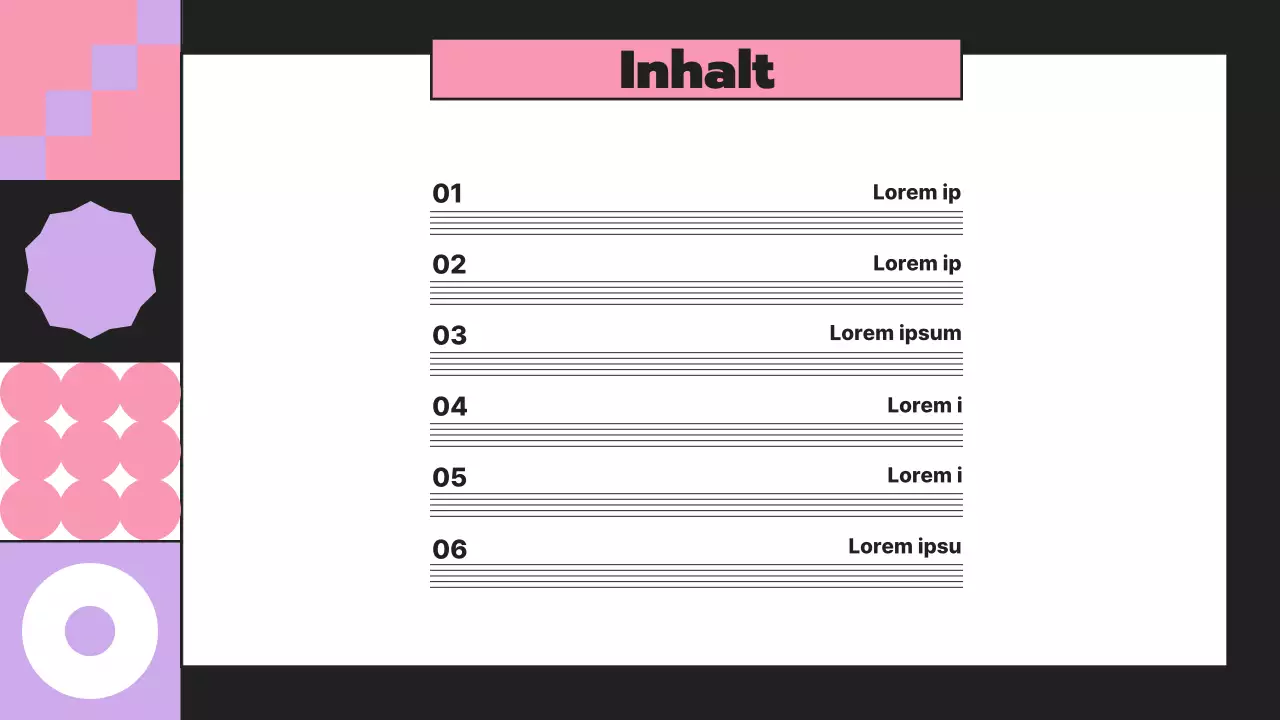 Portfolio des Komponisten mit rhythmisch-geometrischen Elementen