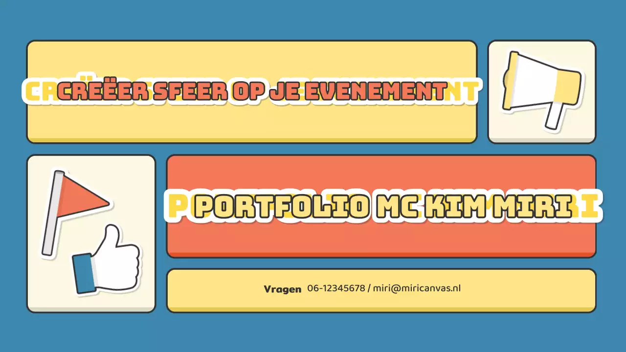 Een portfolio voor emcees in de performance-industrie met een schattig rood en groen stickerconcept