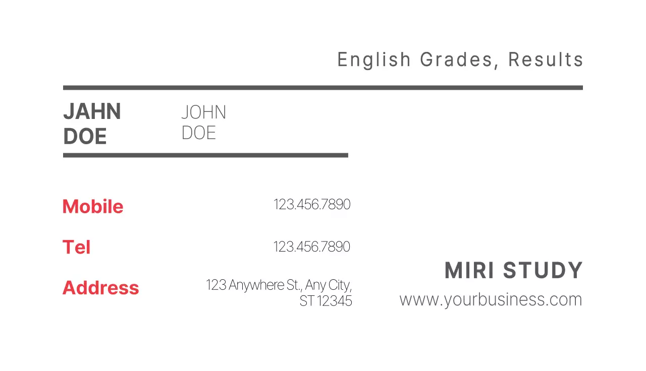 Red Simple Study Business Card