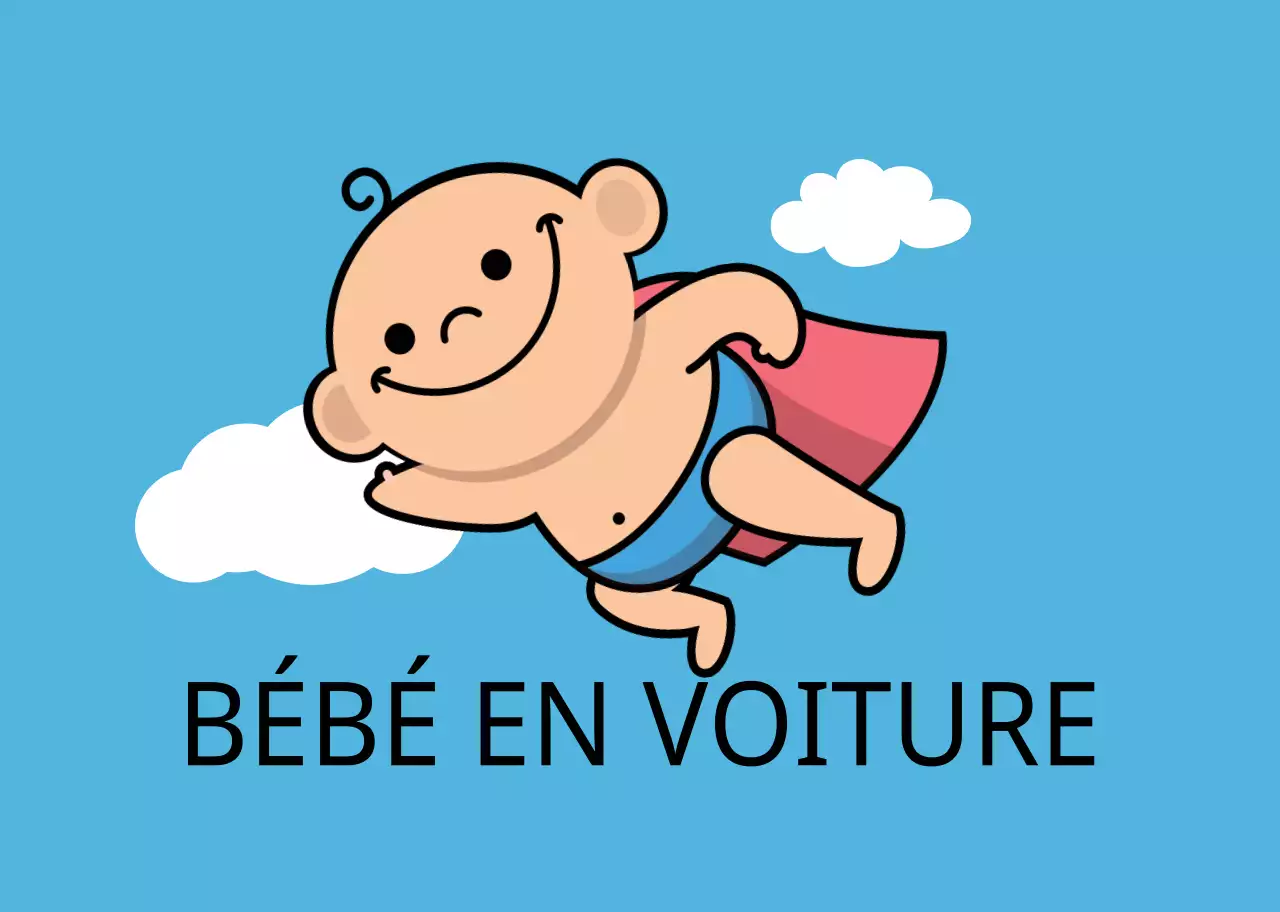 Illustration d'un bébé au ciel bleu avec un enfant à cheval