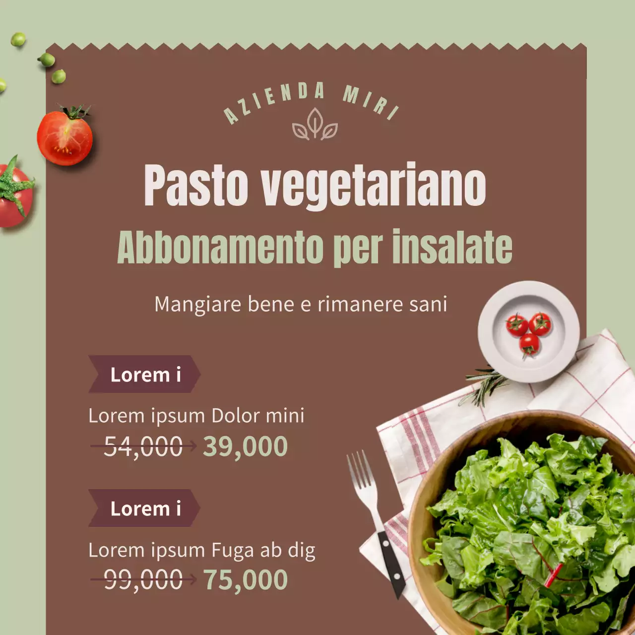 Insalata verde fresca bruno-verde Abbonamento Evento