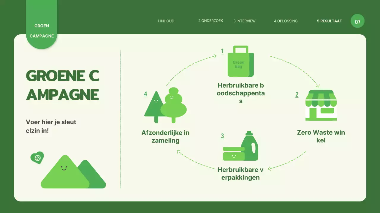 Campagne over plastic voor eenmalig gebruik met een schattig groen milieuillustratiethema