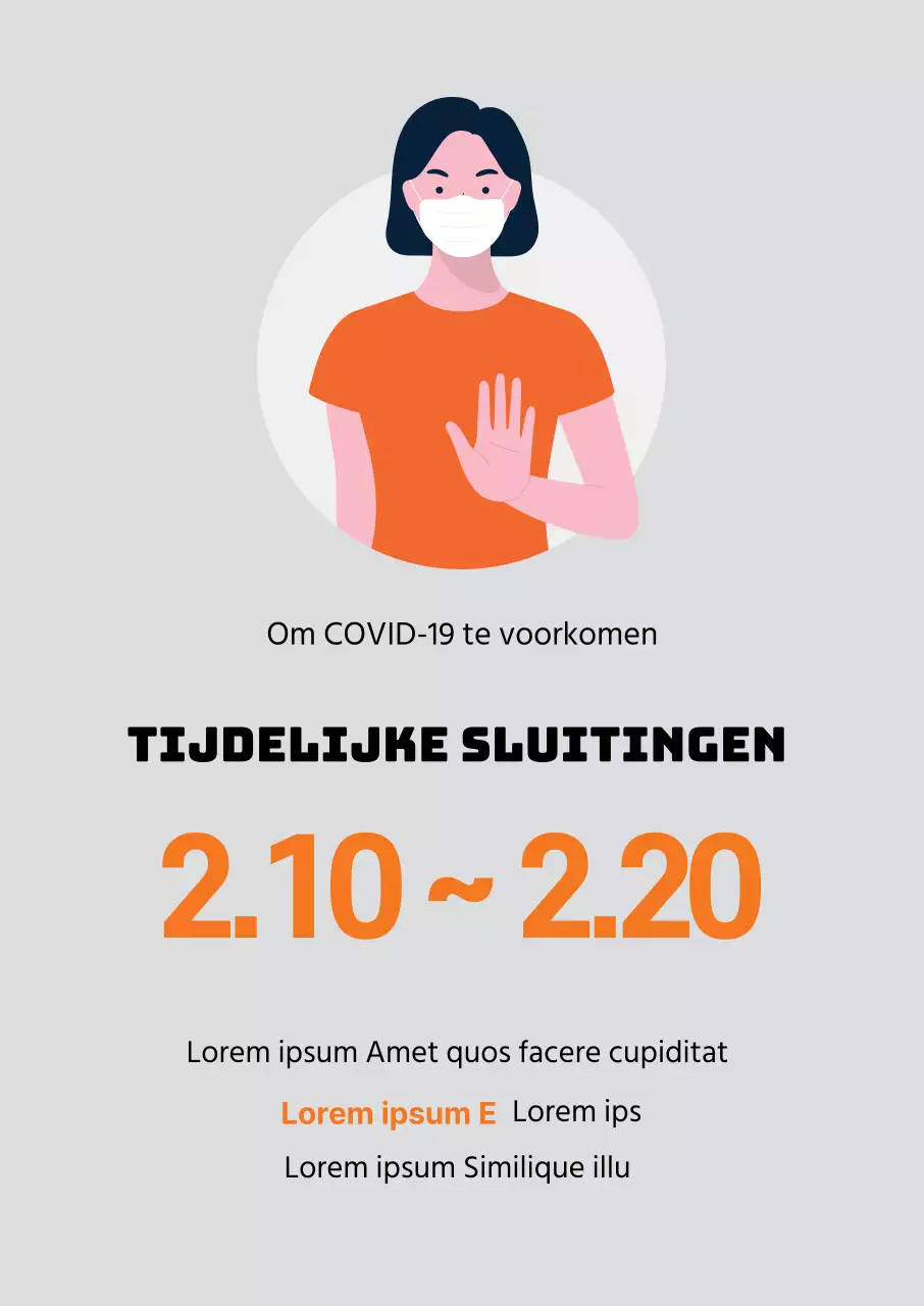 Grijs-oranje illustratie Corona preventiegids