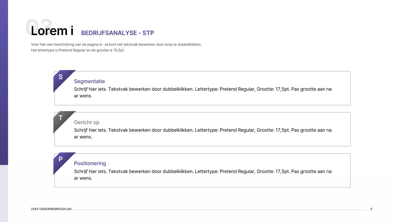 Presentatiepakket ondernemingsplan met paars verloop indexconcept