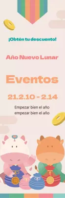 Cinco ilustraciones en color Simpáticas celebraciones tradicionales de Año Nuevo