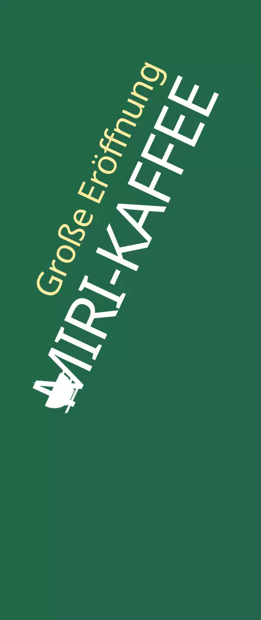 Werbung für die Eröffnung eines kleinen Cafés auf einem grünen Hintergrund