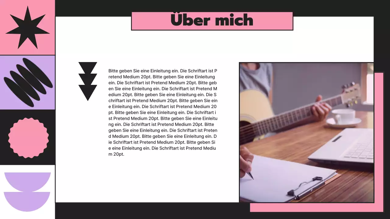 Portfolio des Komponisten mit rhythmisch-geometrischen Elementen