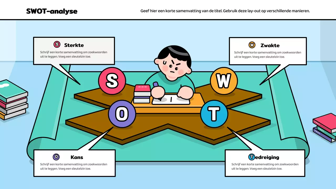 SWOT-analyse van een leuk groen en blauw concept
