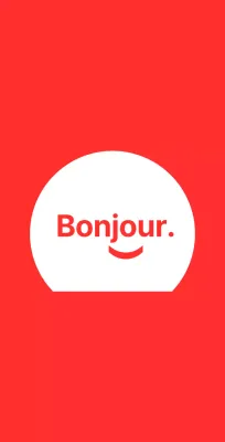 Hello smiley fond rouge baldt