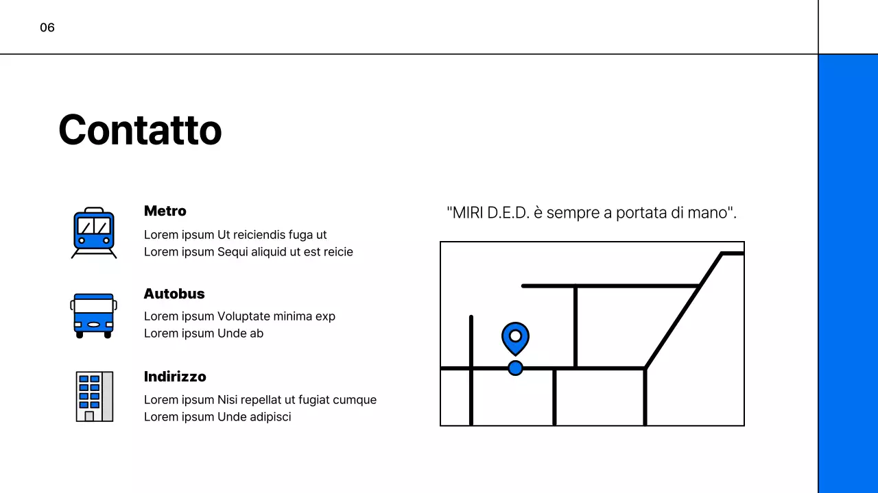 Un semplice prospetto bianco e blu di una società di formazione