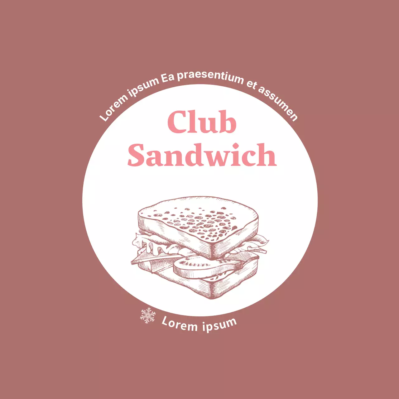 Rosa Illustration Jahrgang Lebensmittel Sandwich-Etikett