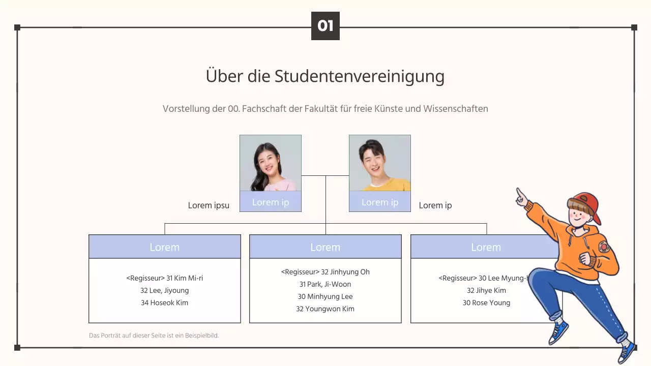 Ankündigung der Plenarsitzung zum Semesterende in schlichtem Beige und Hellblau
