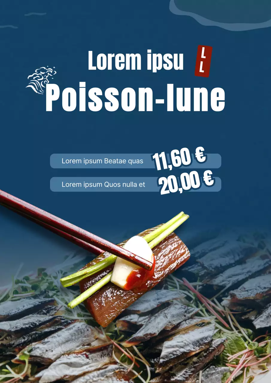 Menu de sushi sur fond bleu