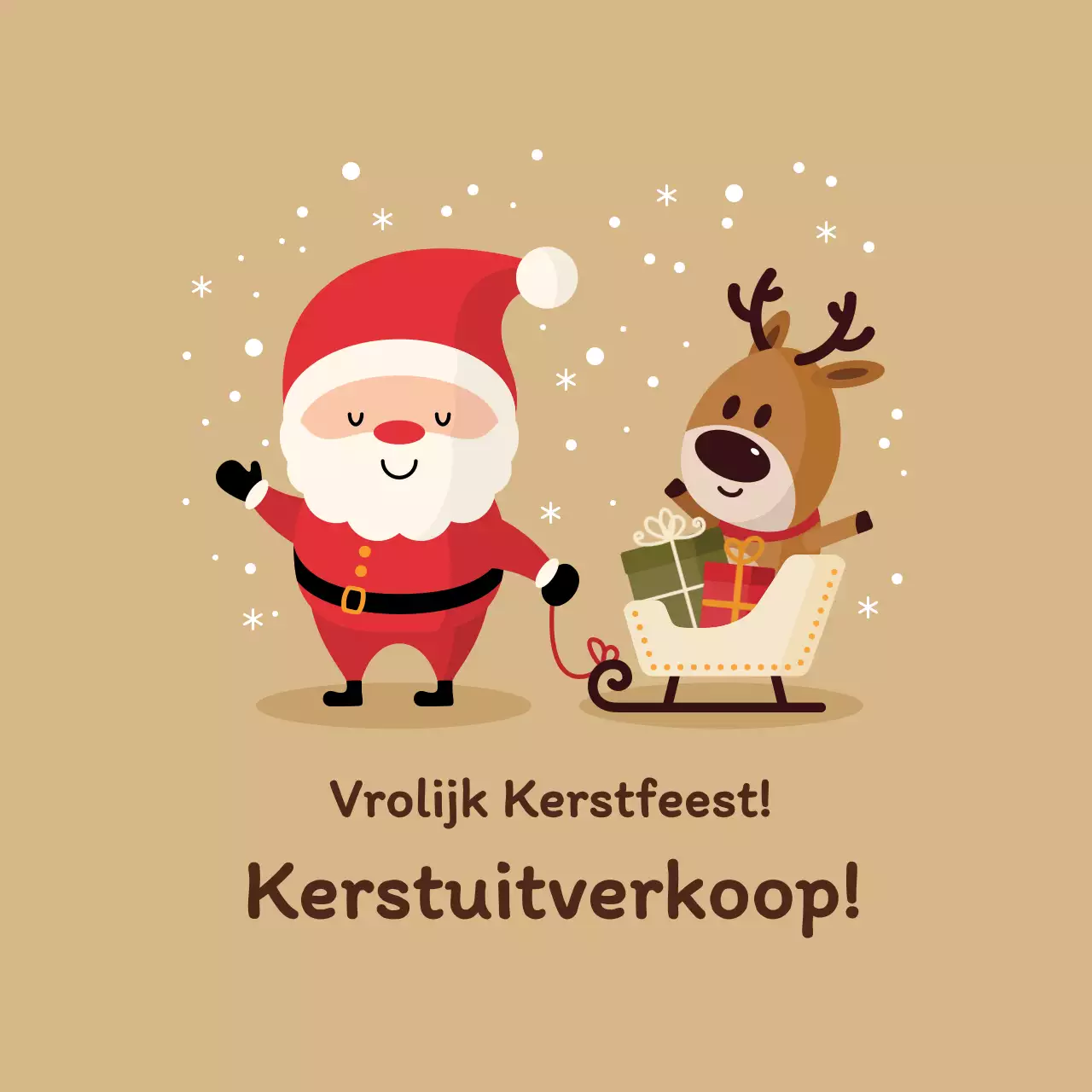 Rood beige leuke illustratie kerst evenement label