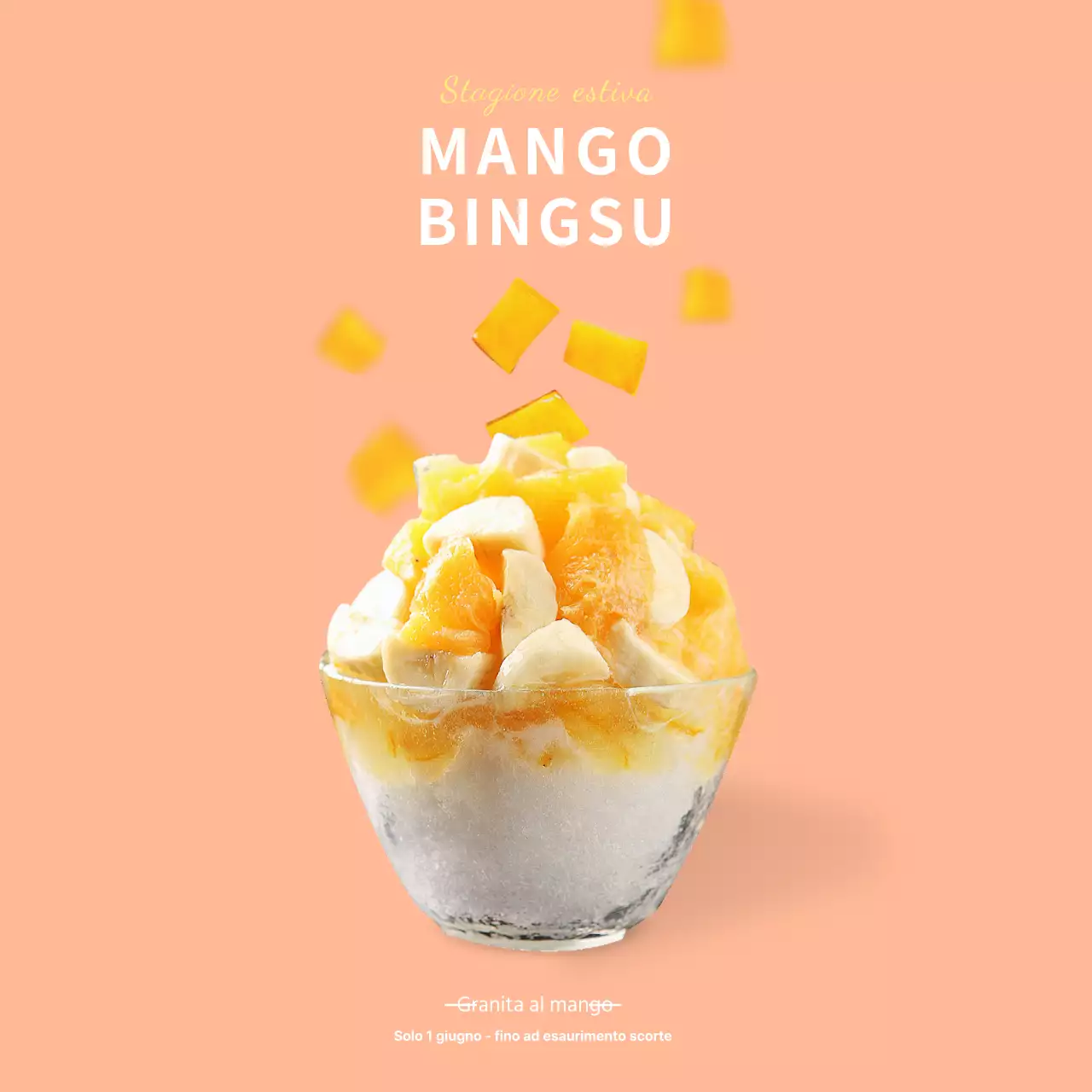 Striscione semplice rosa con acqua ghiacciata al mango per un bar