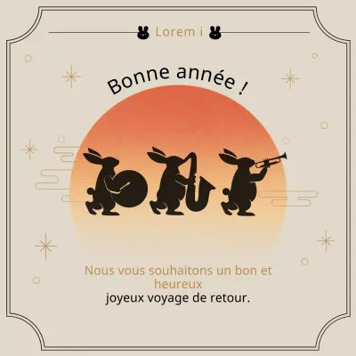 Voeux de bonne année pour l'année du lapin avec cadre