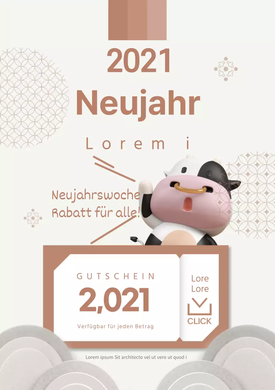 Einfaches Werbeplakat für Neujahrsgutscheine in braun