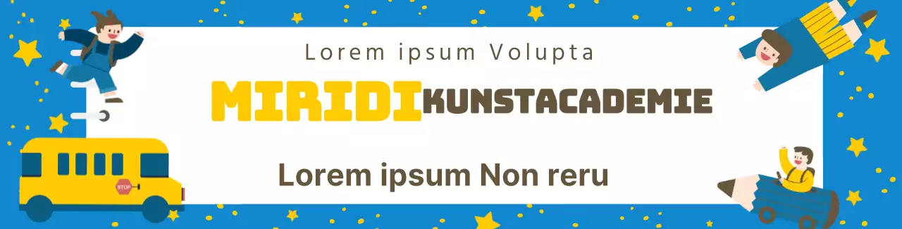 Blauw Geel Karakter Illustratie Kunst School Promotie