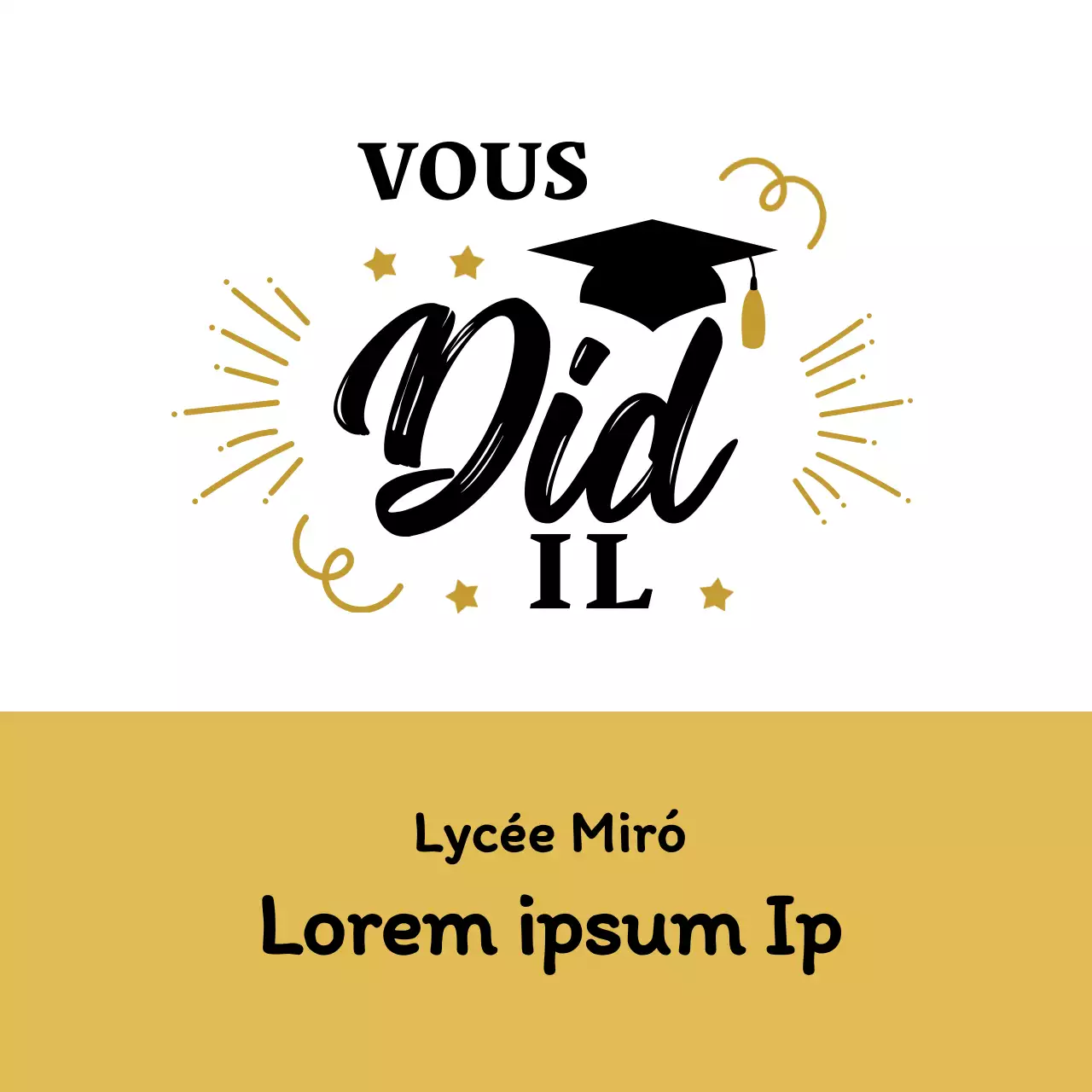 Illustration noir et or célébration de la remise des diplômes