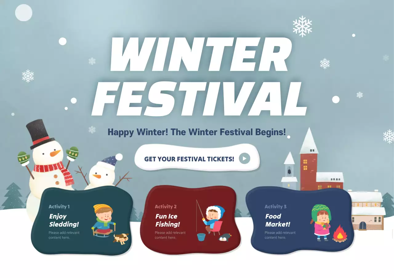 Blue Retro Winter Festival Promotion Poster