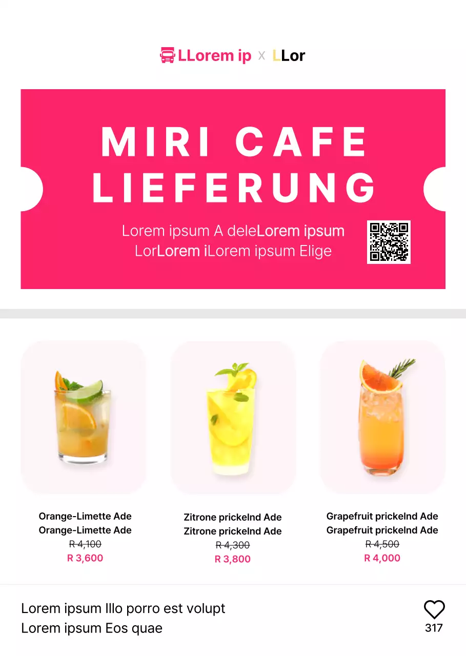 Rosa, ticketähnliches Cafe-Poster