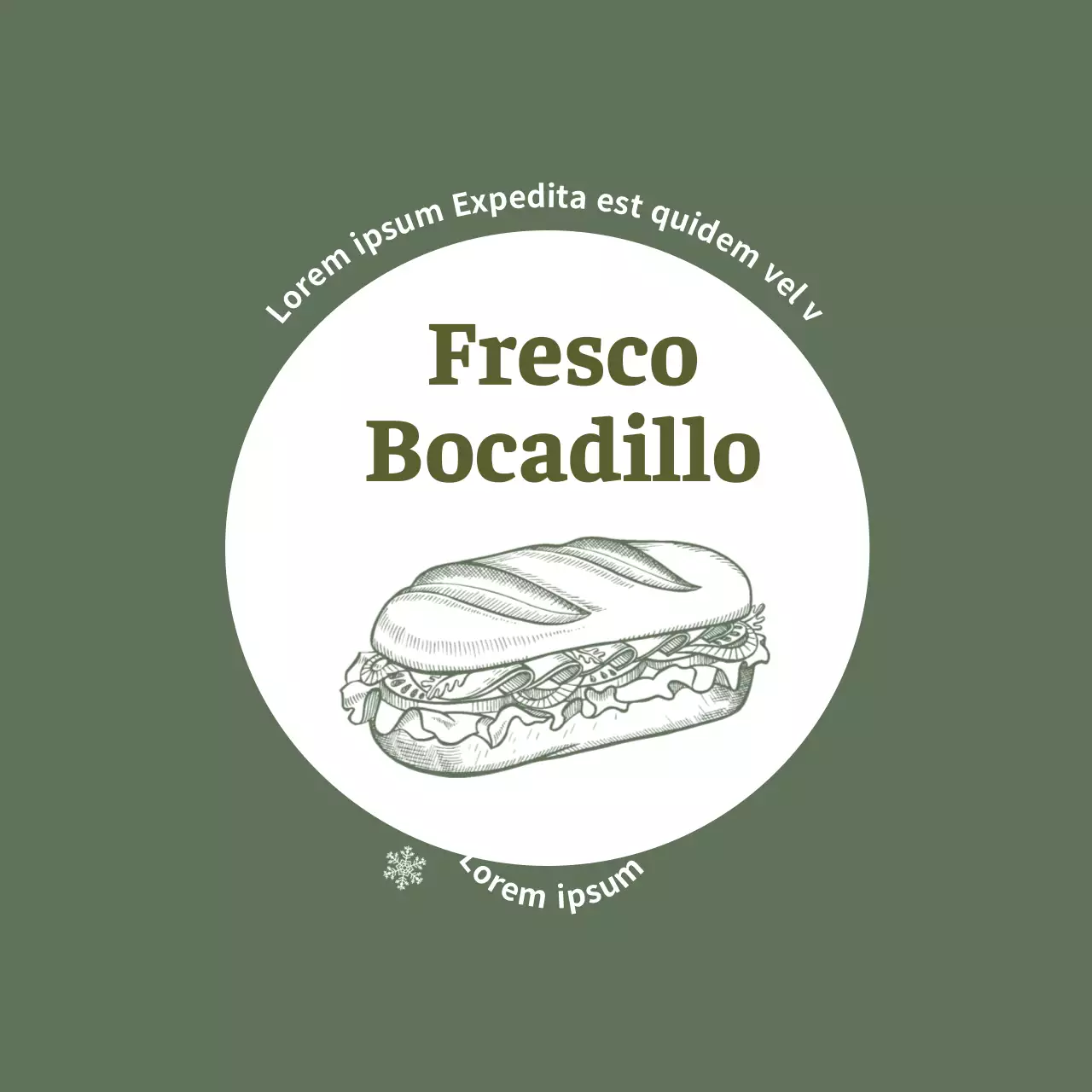 Ilustración verde etiqueta de sándwich de alimentos de la vendimia