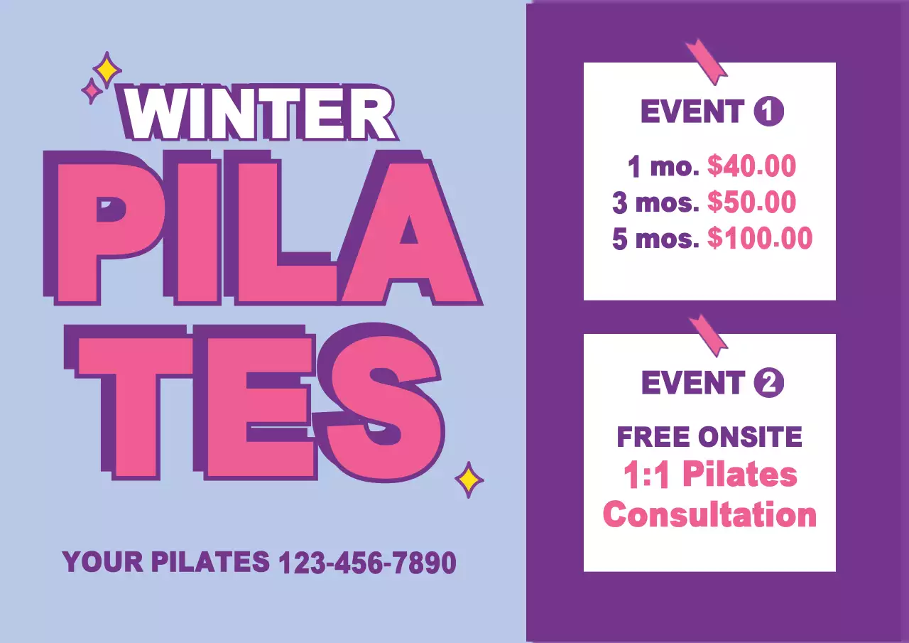 Purple Trendy Pilates Promotion Poster