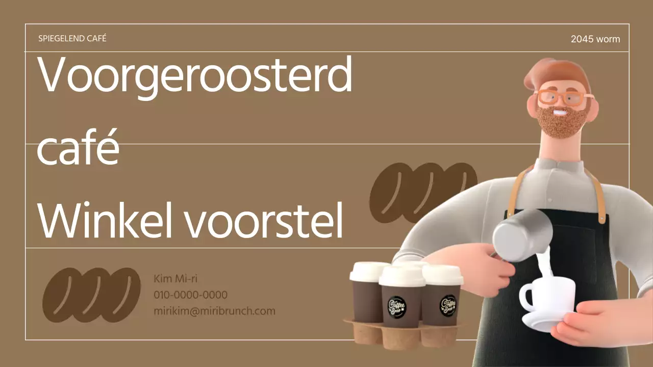 Bruin 3D Illustratie Retro Concept Café Voorstel voor een Café