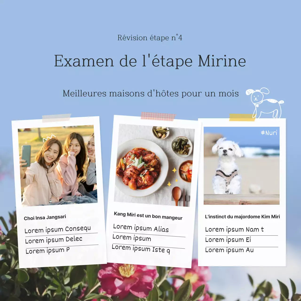 Maison d'hôtes de destination sur l'île de Jeju avec un fond de photographie de paysage émotionnel et apaisant en bleu et jaune.