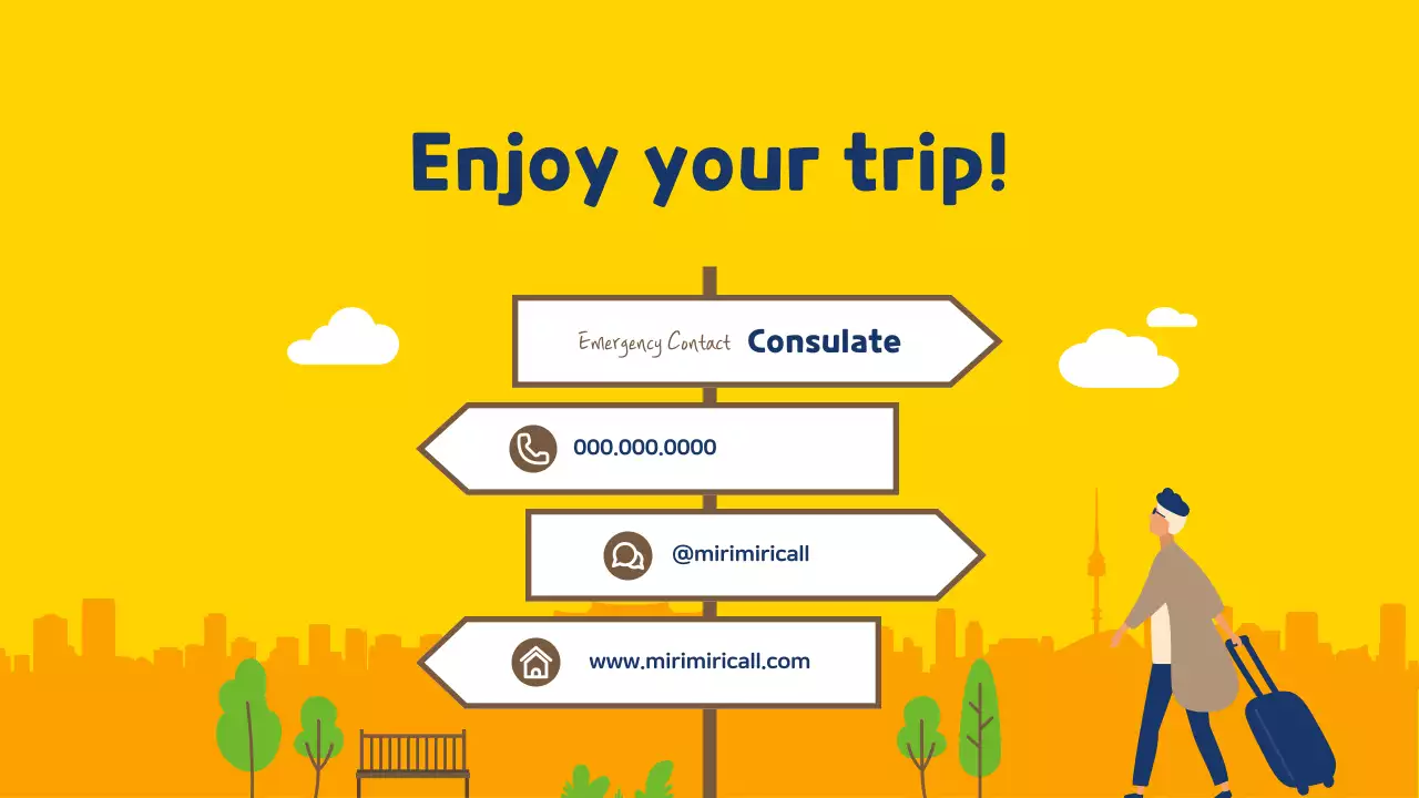 Yellow and blue illustrations highlight South Korea travel guide