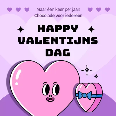 Valentijnsevenement met schattige roze en paarse hartillustraties