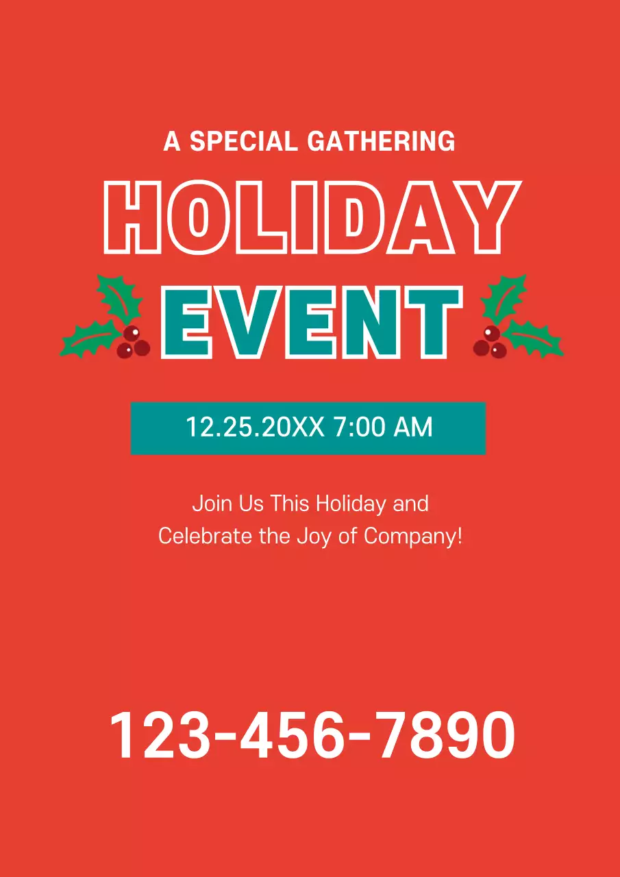 Red Simple Holiday Event Announcement Poster