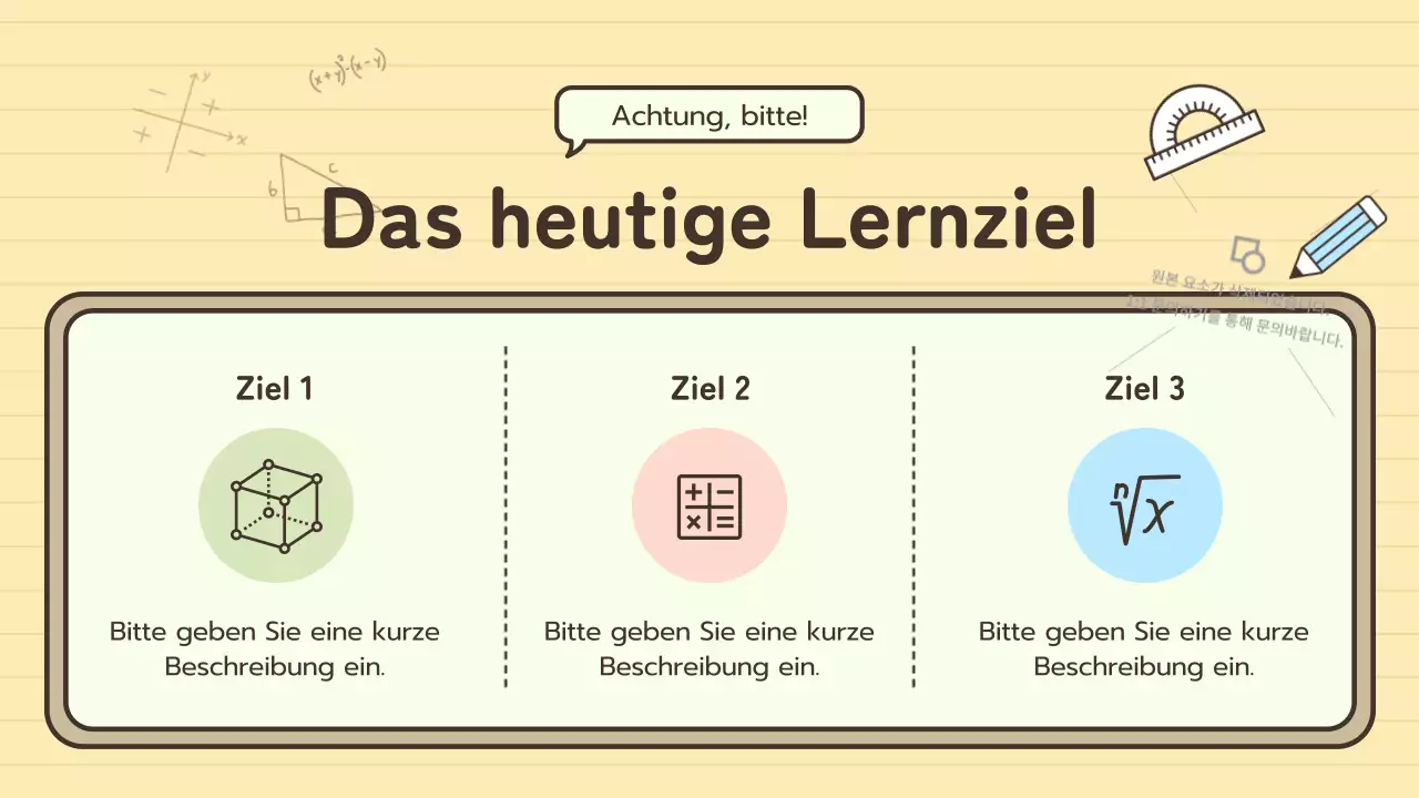 Pastellfarbene Kreidetafel mit niedlichen Illustrationen für das Klassenzimmer