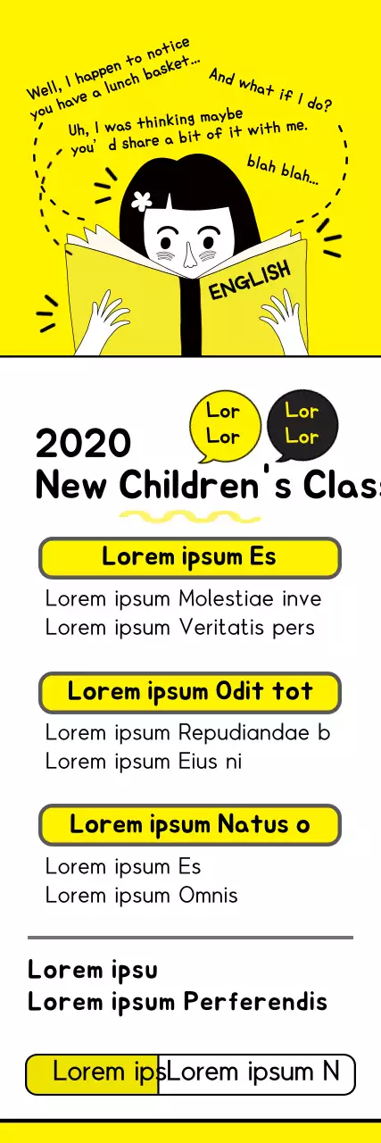 Faixa de anúncio de classe infantil moderna amarela