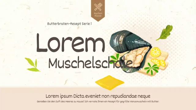 Beige, in Butter gebratene Schwertmuscheln