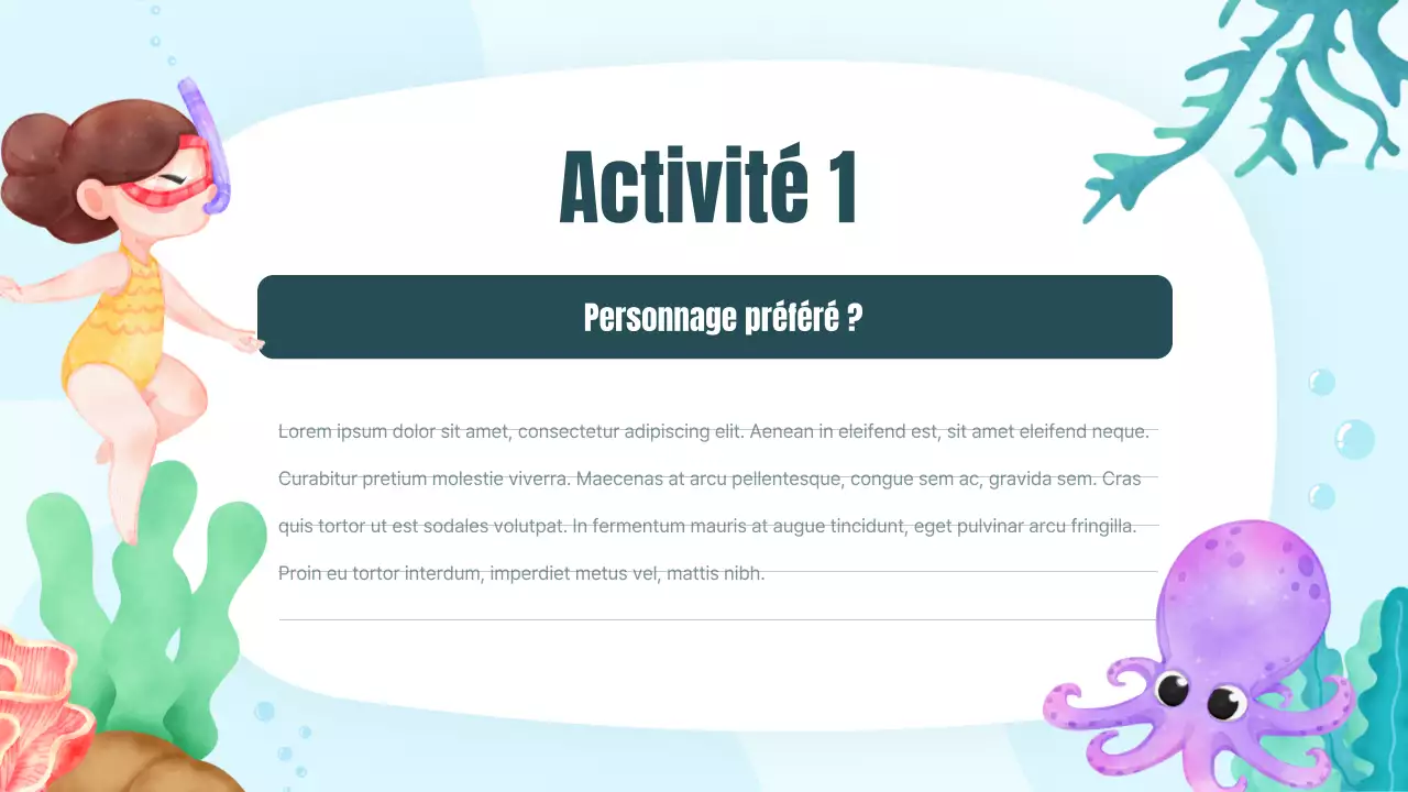 Une leçon de lecture d'une histoire de mer illustrée, colorée et mignonne.